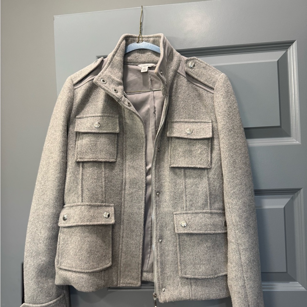 Calvin Klein Women's Gray Military Jacket